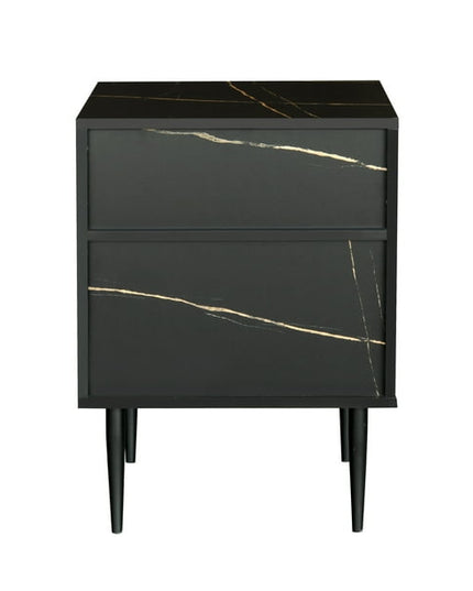 Modern wood nightstand with drawer and open shelf