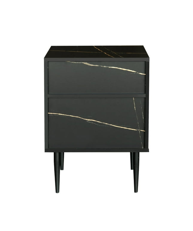 Modern wood nightstand with drawer and open shelf